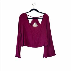 NWT Tobi pink cutout back bell sleeve blouse top